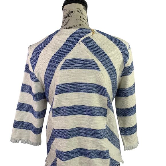 ZARA BASIC COLLECTION Women's Size Small Blouse Aztec 3/4 Sleeve Raw Hem Striped - Picture 8 of 11